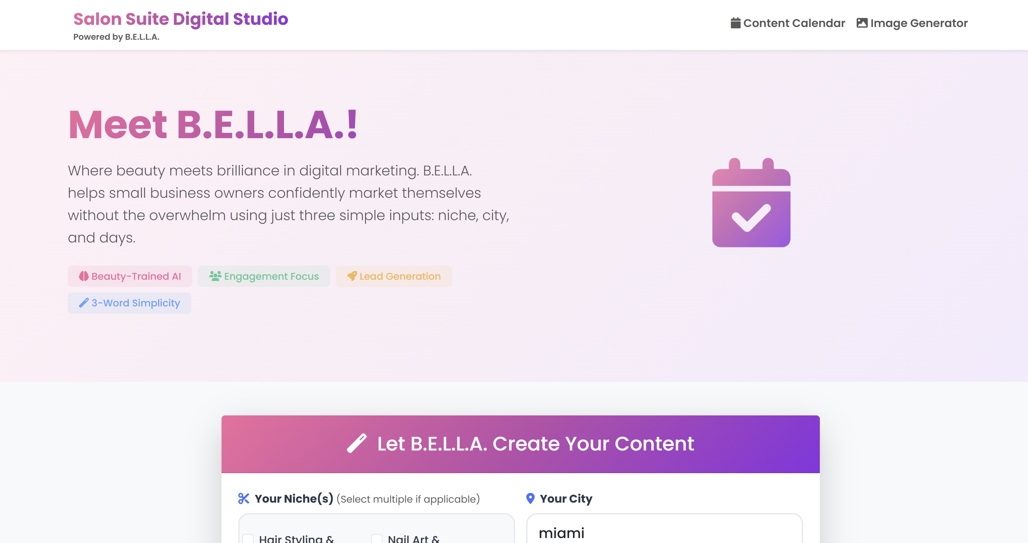 B.E.L.L.A. Application Interface